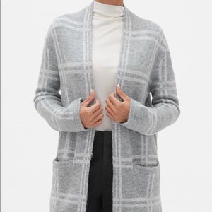 Plaid Open-Front Cardigan